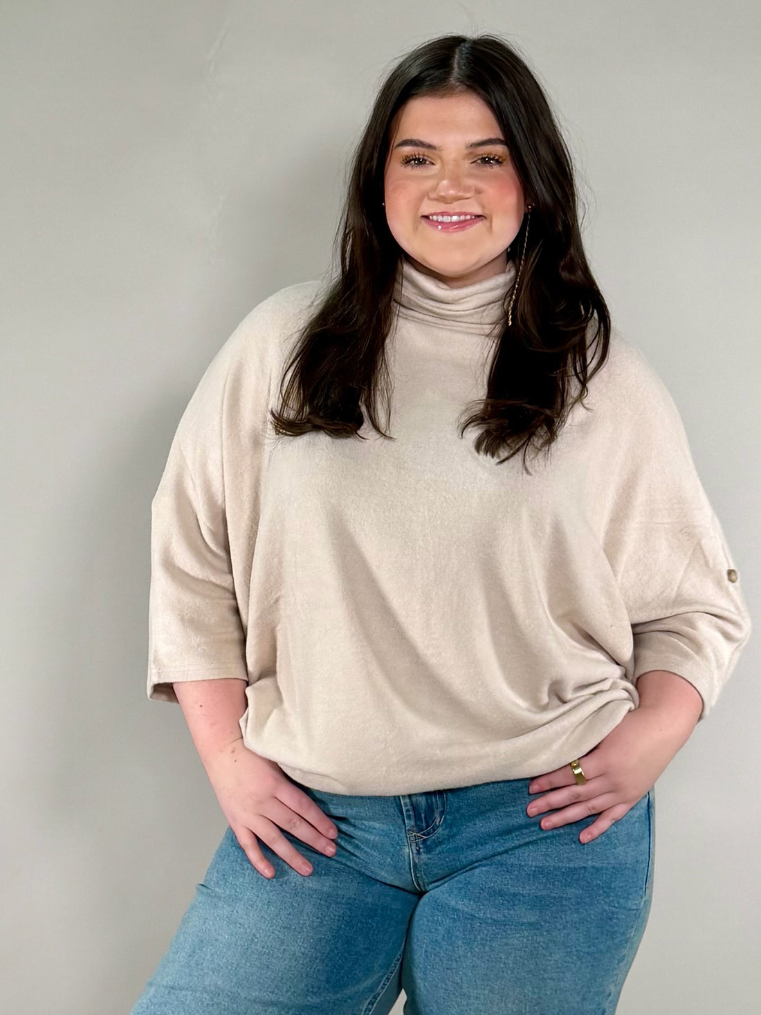 Relaxed Fit Rolled-Neck Lounge Top