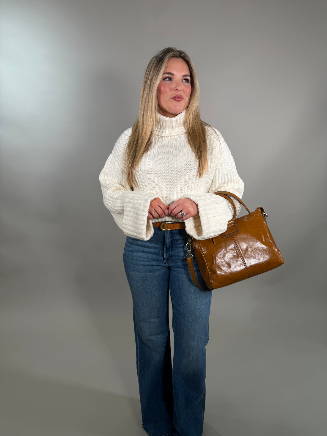 Chunky Knit Roll Neck Cream Sweater