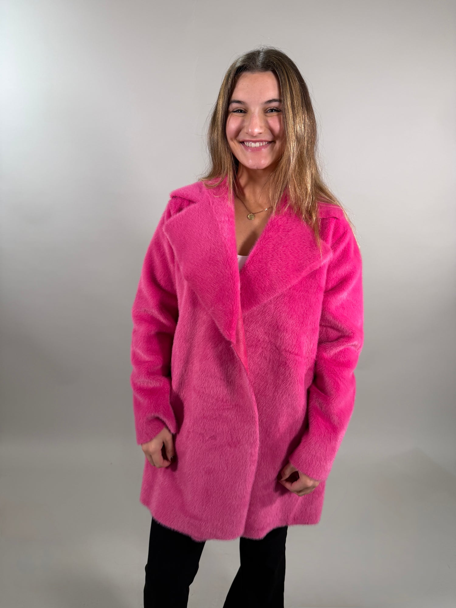 Faux Fur and Suede Coat