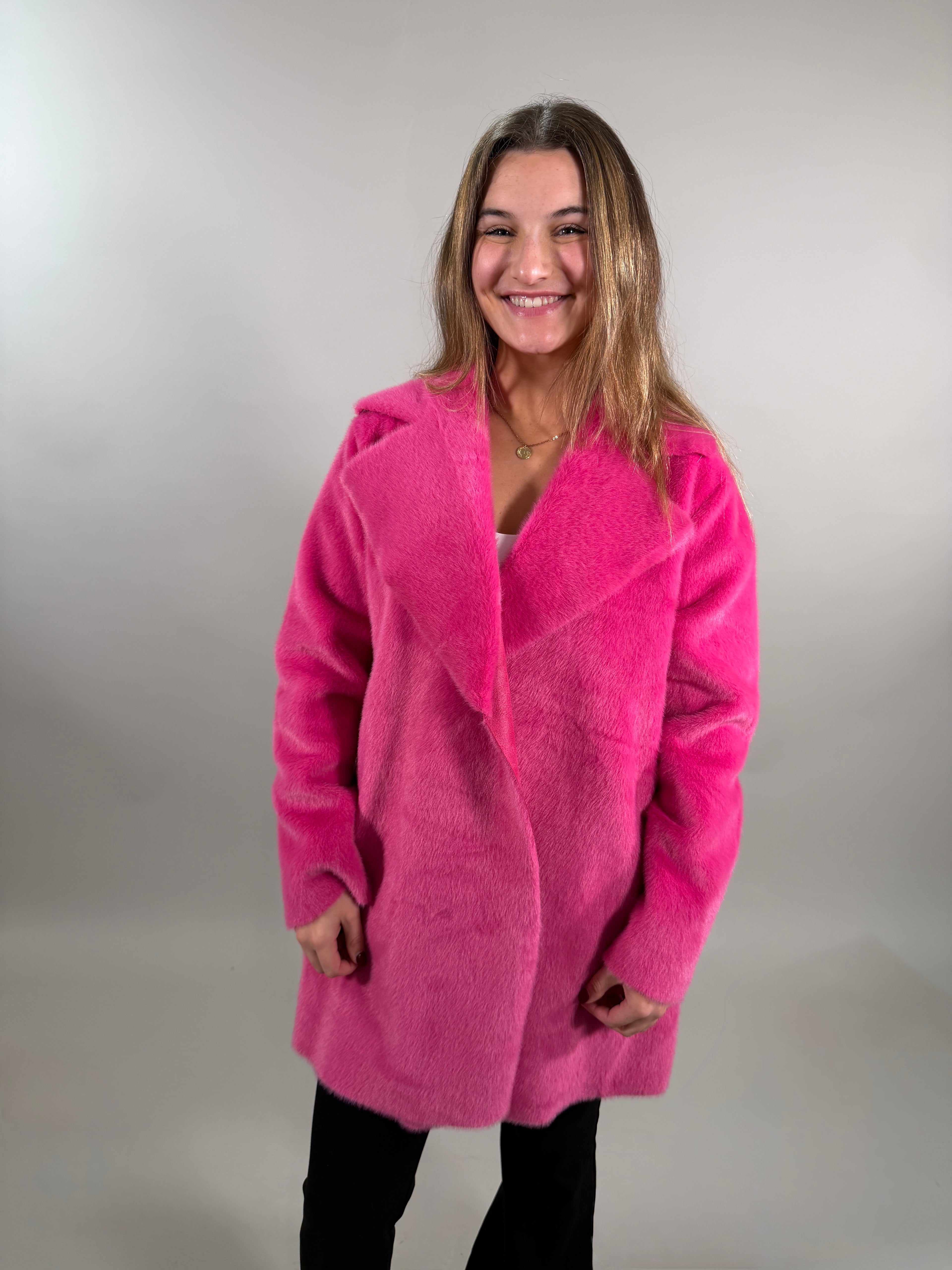 Faux Fur and Suede Coat