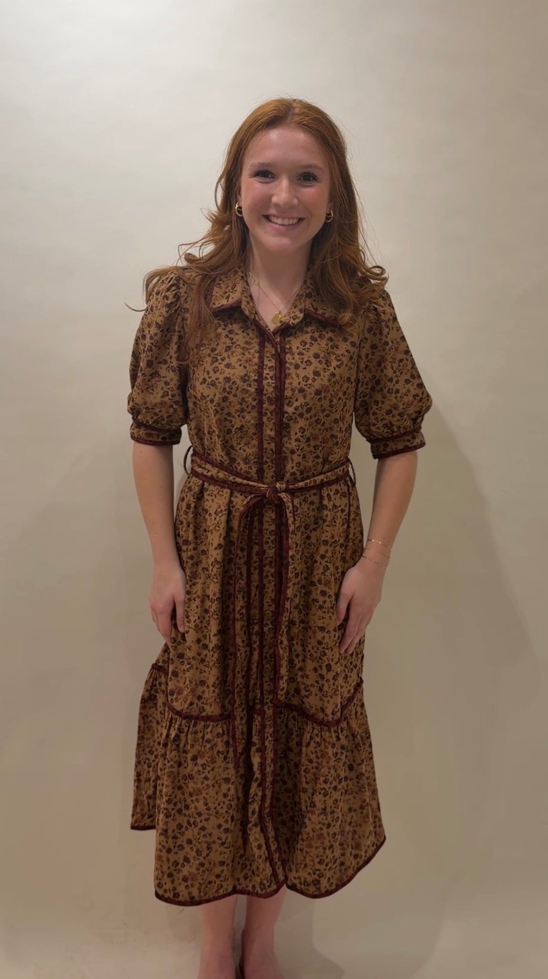 Autumn Floral Midi Dress