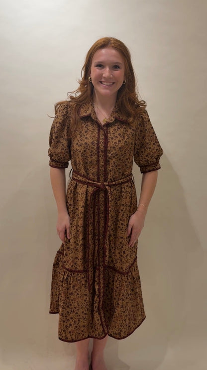 Autumn Floral Midi Dress