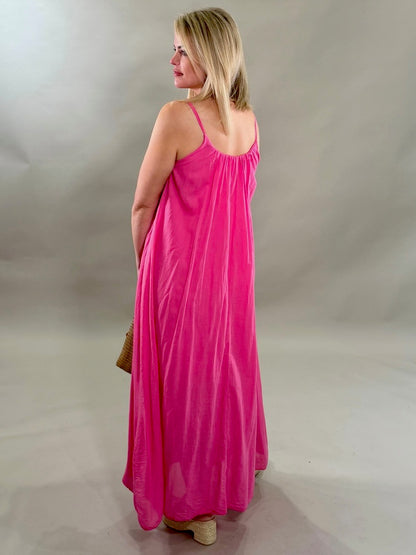 Spaghetti Strap Textured Gauze Maxi Dress