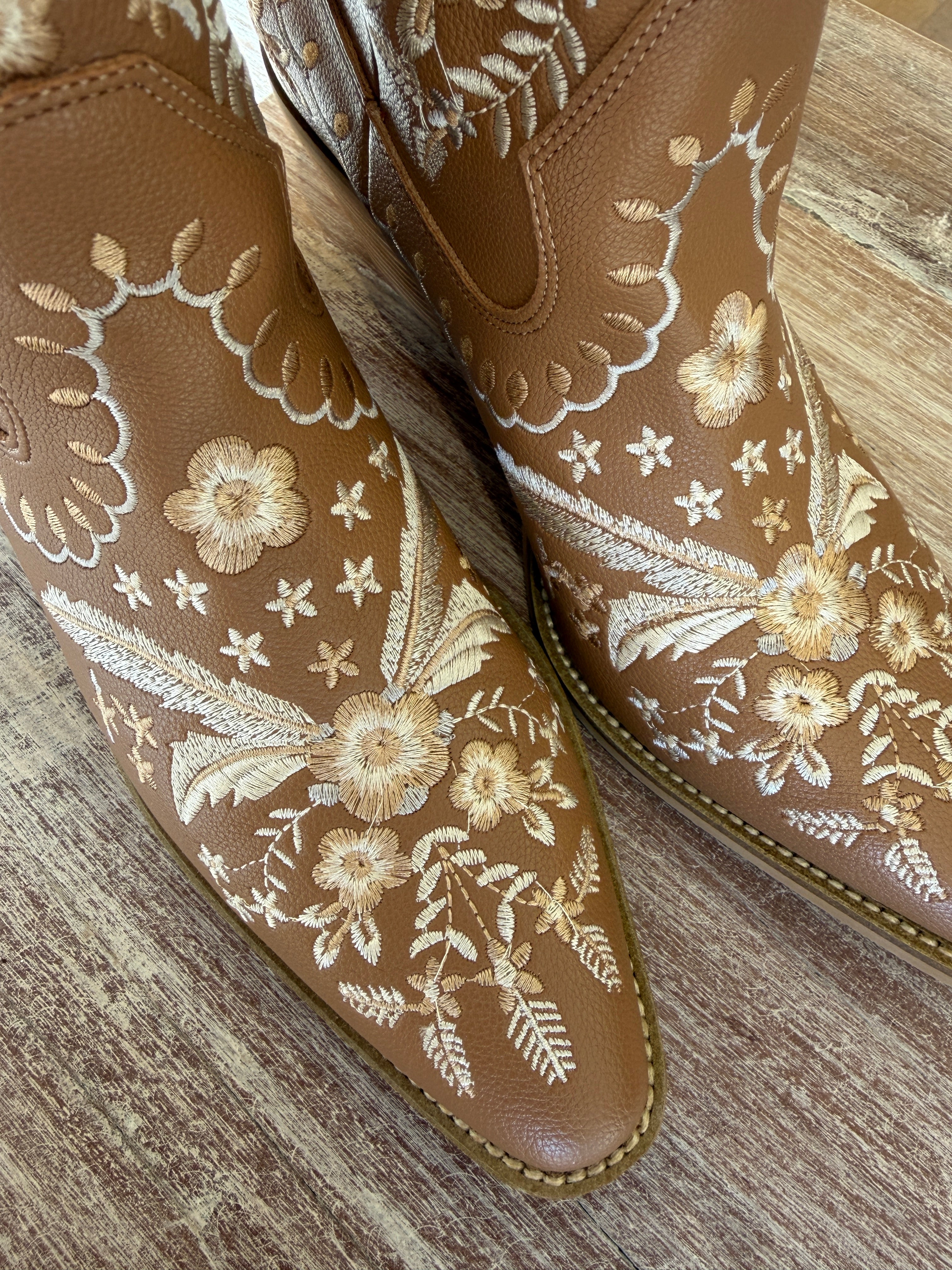 Embroidered Western Ankle Boot