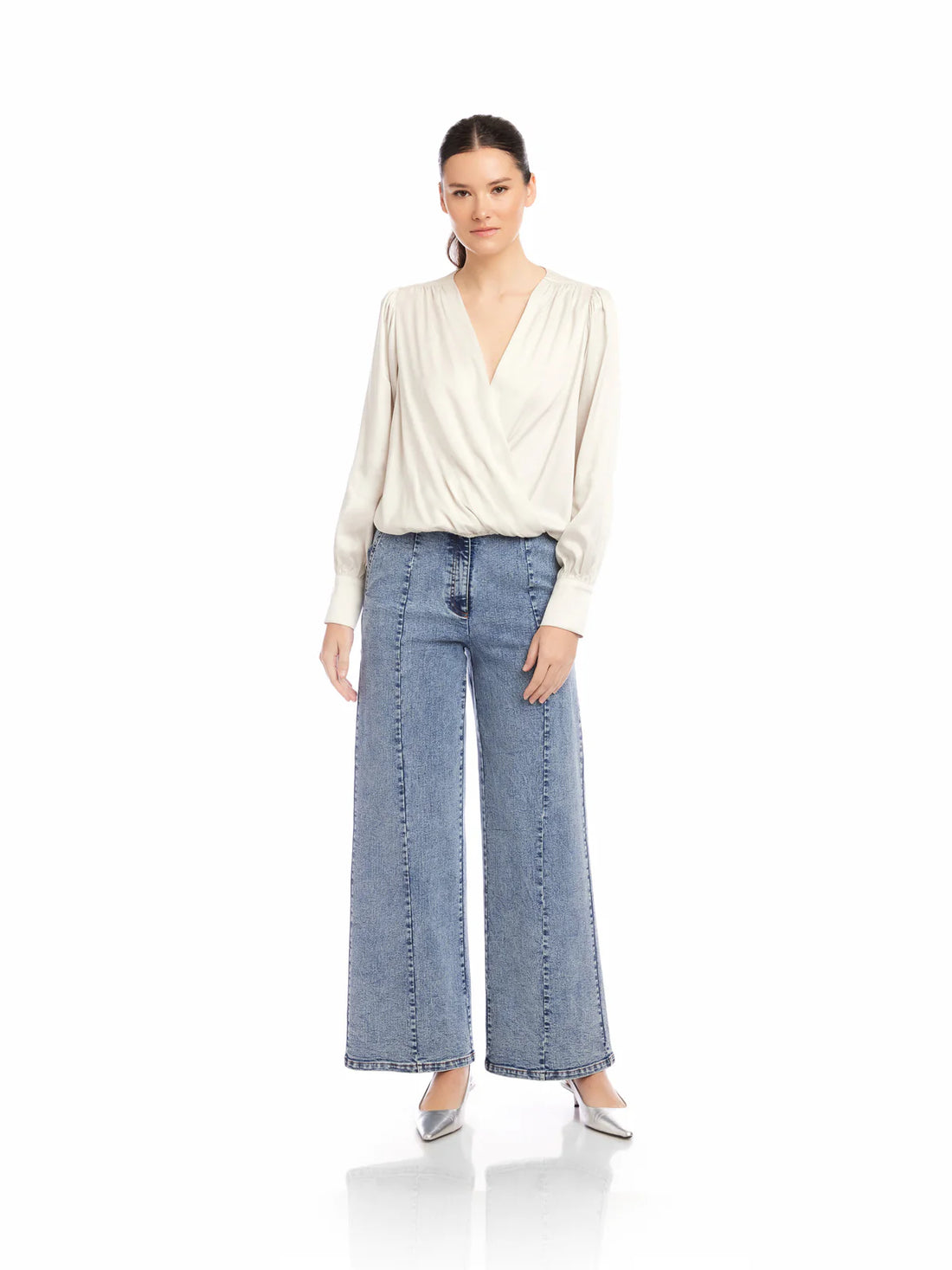 Ines Off-White Drape Front Top