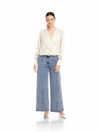 Ines Off-White Drape Front Top