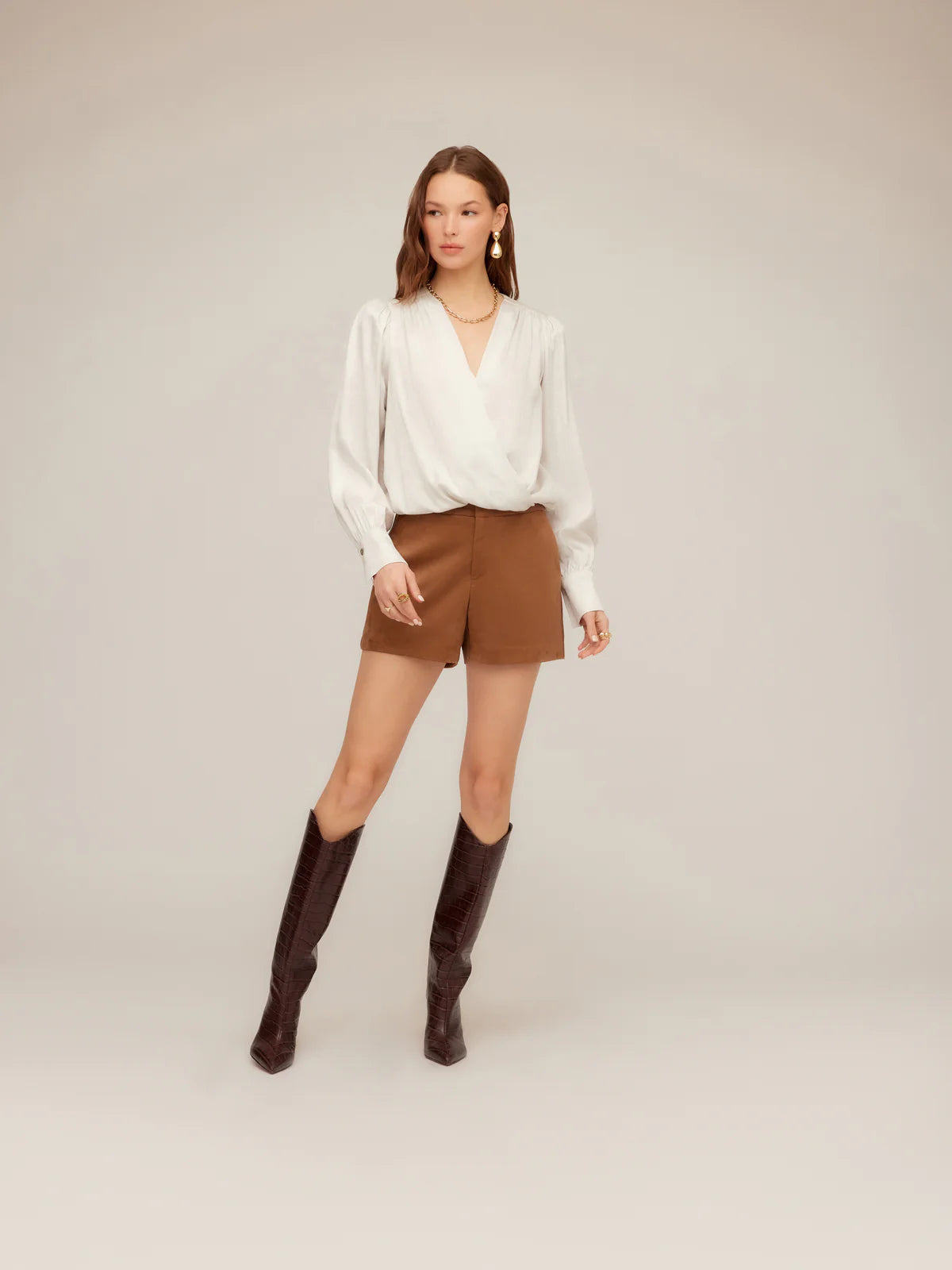 Ines Off-White Drape Front Top