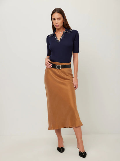 Satin Camel Slip Skirt