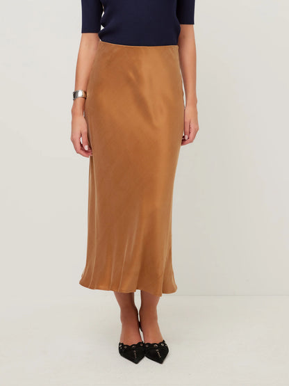 Satin Camel Slip Skirt