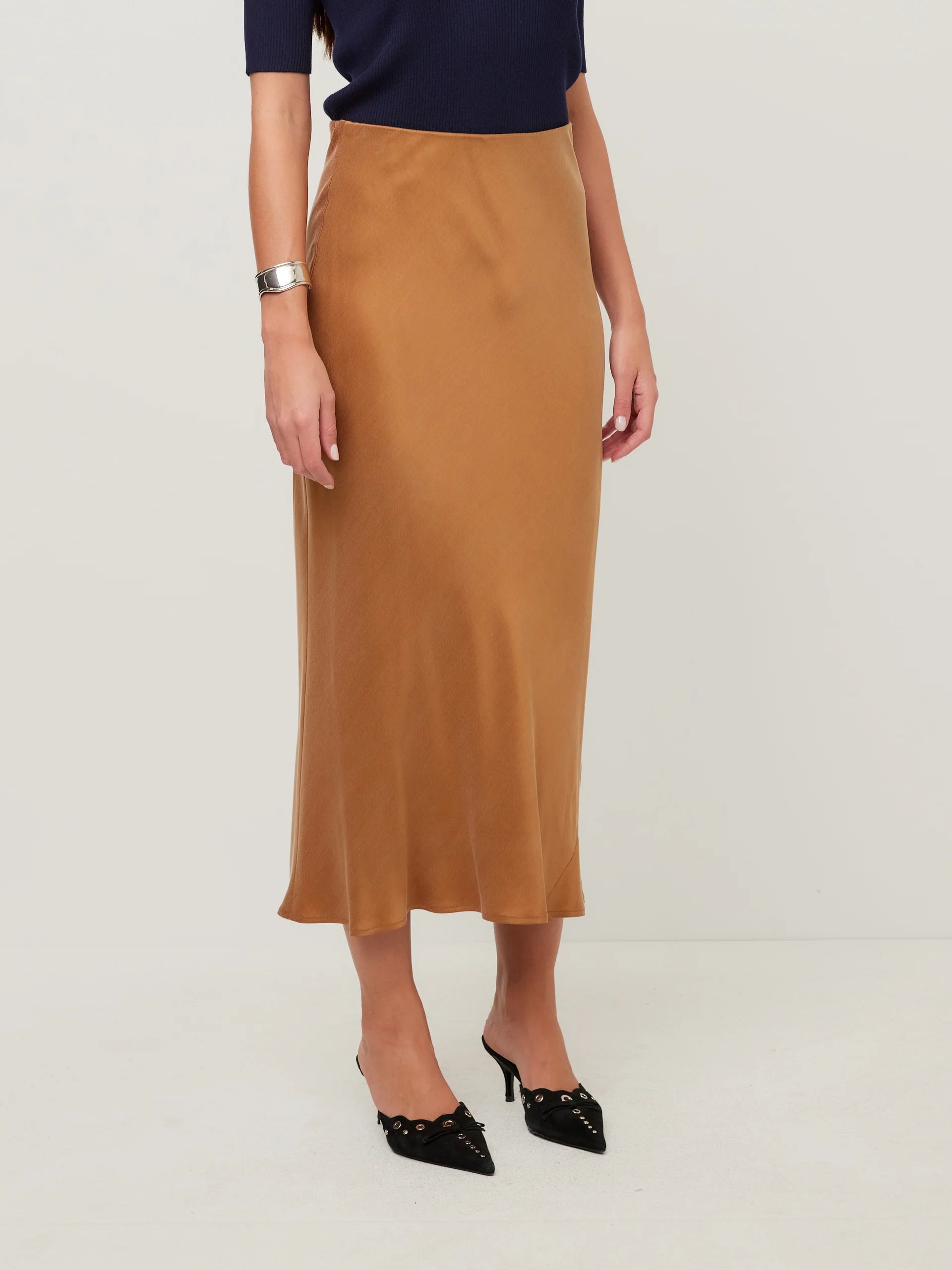 Satin Camel Slip Skirt