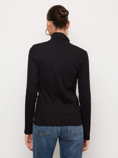 Soft Ribbed Drape Neck Top