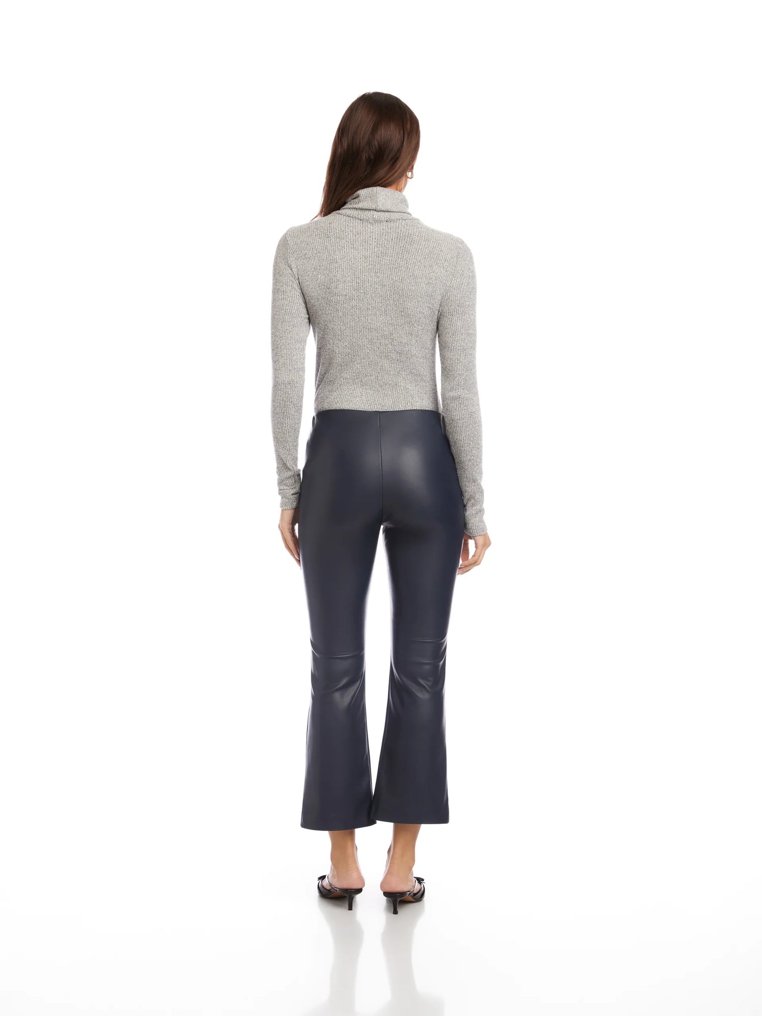 Sigourney Pintuck Pants – Navy Faux Leather