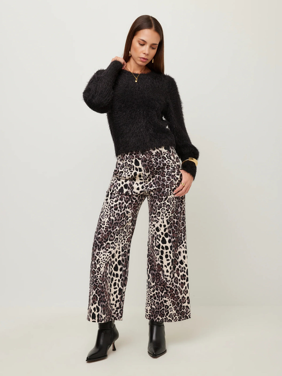 Leopard Wide-Leg Cargo Pant