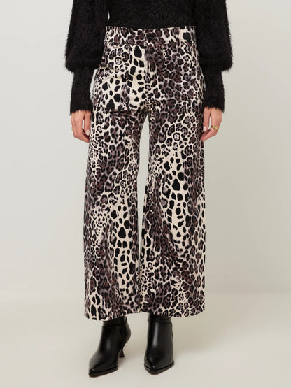 Leopard Wide-Leg Cargo Pant