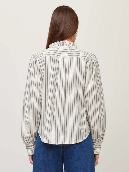 Stripe Ruffle Collar Blouse