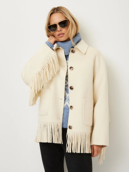 Wool-Blend Fringe Jacket