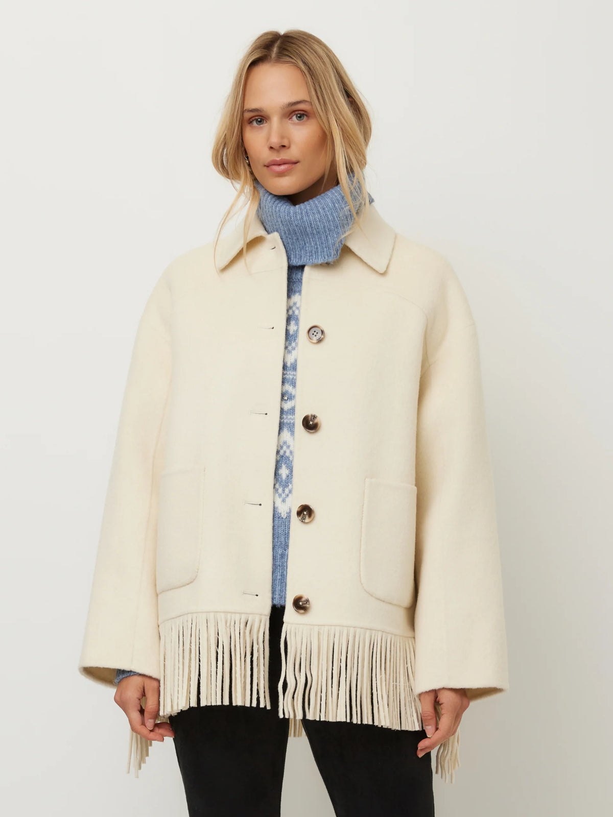Wool-Blend Fringe Jacket