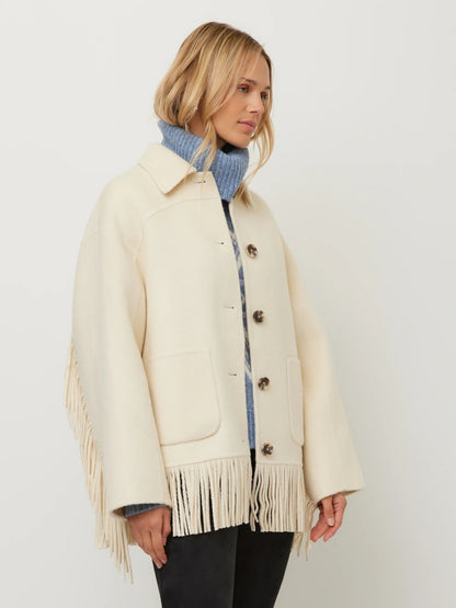 Wool-Blend Fringe Jacket