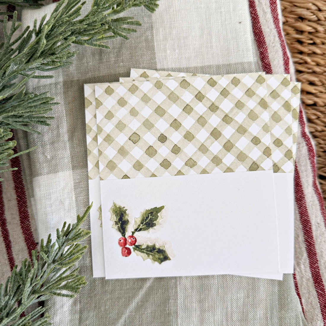 Set of 8 Holly berry place cards