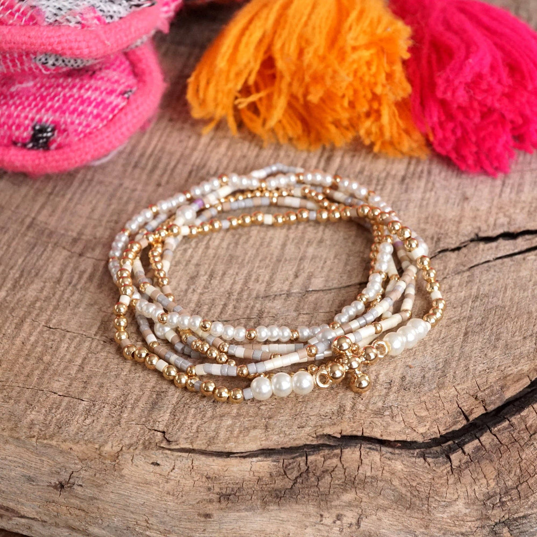 Cross, Pearls &amp; Miyuki Beaded Bracelet Set – Effortlessly Elegant