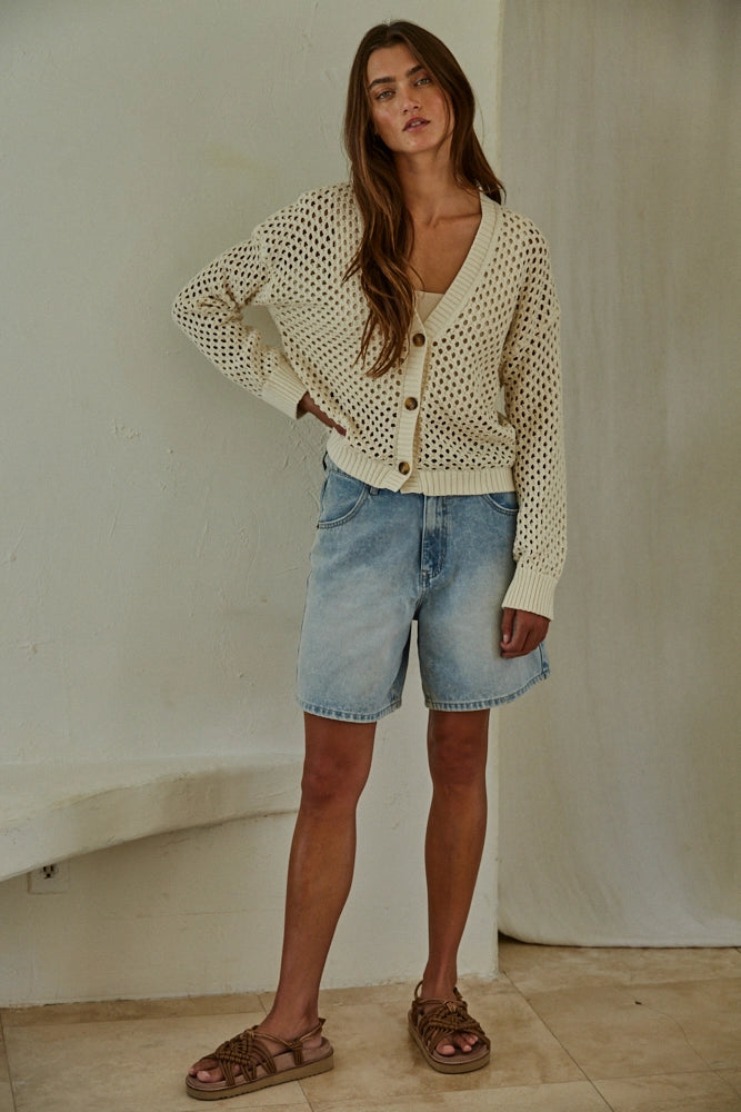Kensley Open Knit Cardigan Sweater