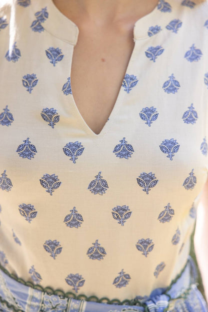 Mixed Print Waist Tie Sleeveless Midi Dress