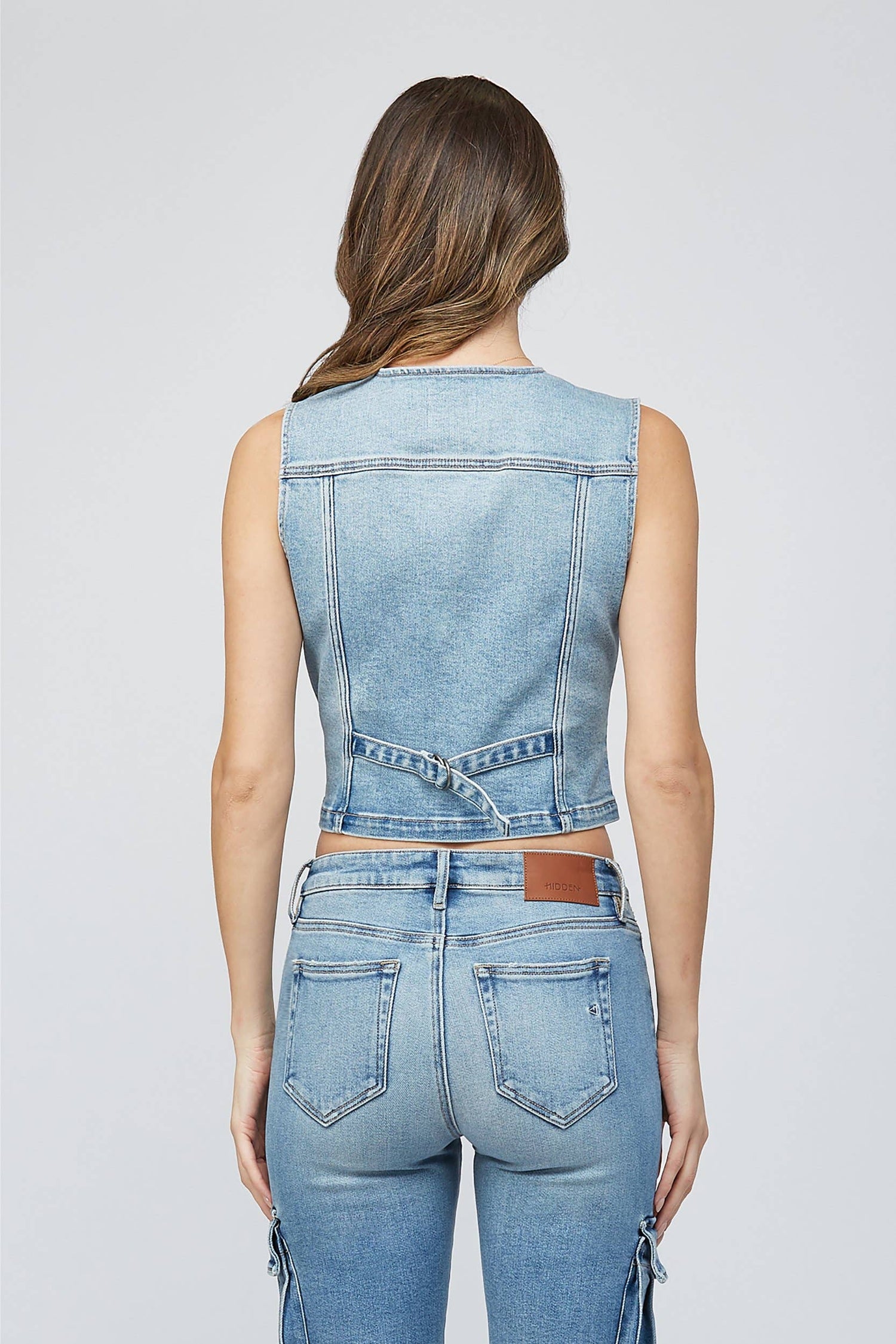 Light Wash Fitted Denim Vest