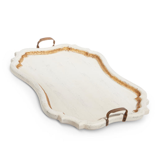 32" Distressed White Tray