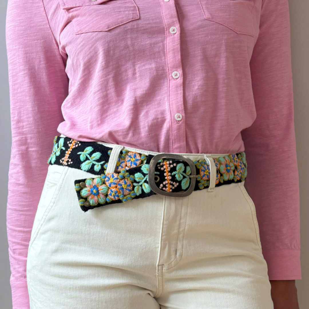Southwest Walkabout Embroidered Wool Belt
