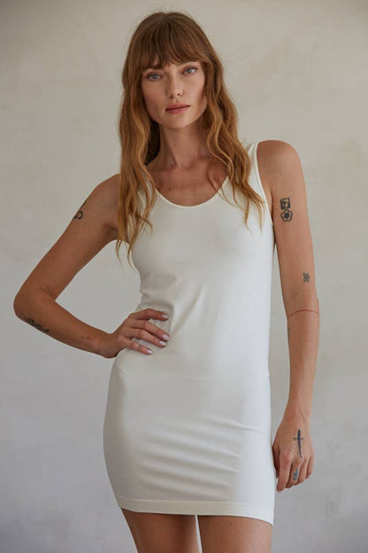 Solid Seamless U&amp;V-neck Reversible Tunic Dress