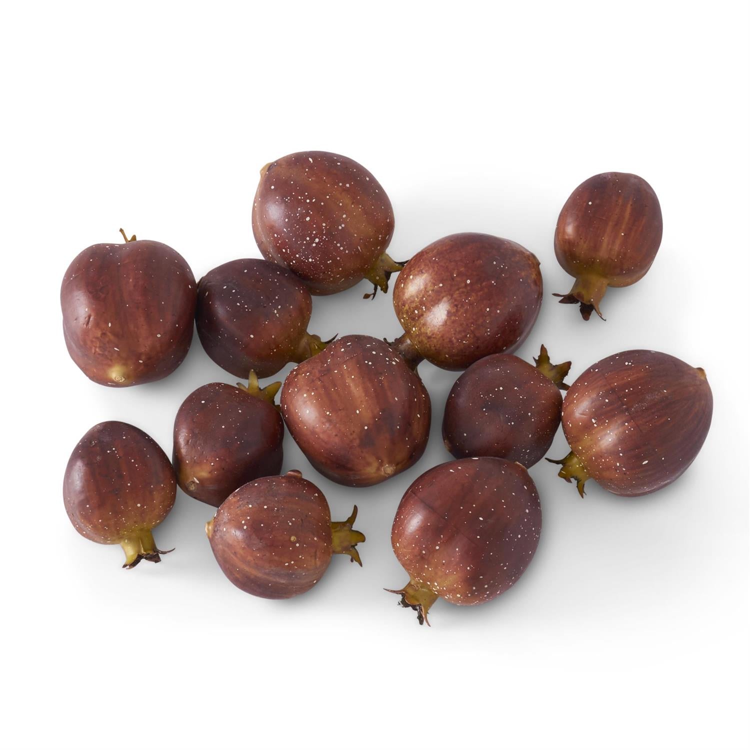 Bag of 12 2.75 Inch Faux Burgundy Speckled Fruit