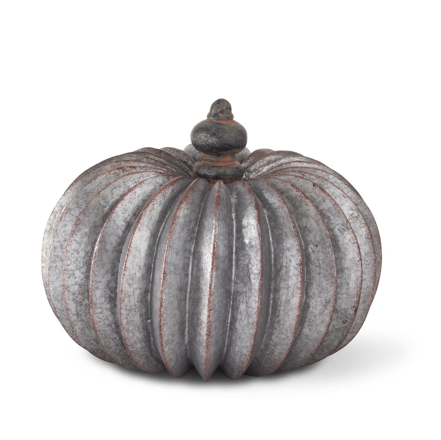 Gray &amp; Copper Accordion Pumpkins with Knob Stems