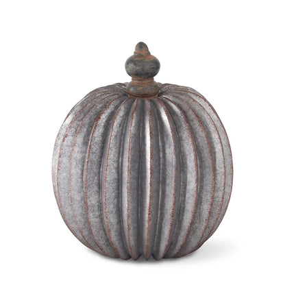 Gray &amp; Copper Accordion Pumpkins with Knob Stems