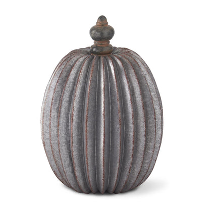 Gray &amp; Copper Accordion Pumpkins with Knob Stems