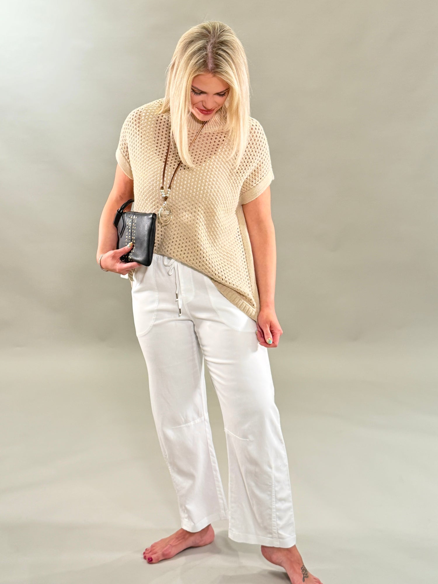Coastal Pointelle Knit Vest