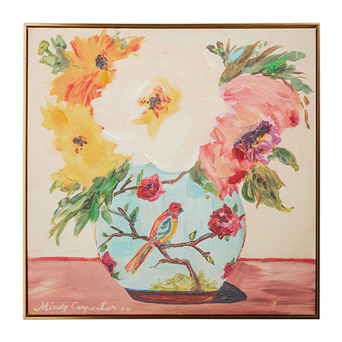 31.25" Bird on Vase Framed Wall Art