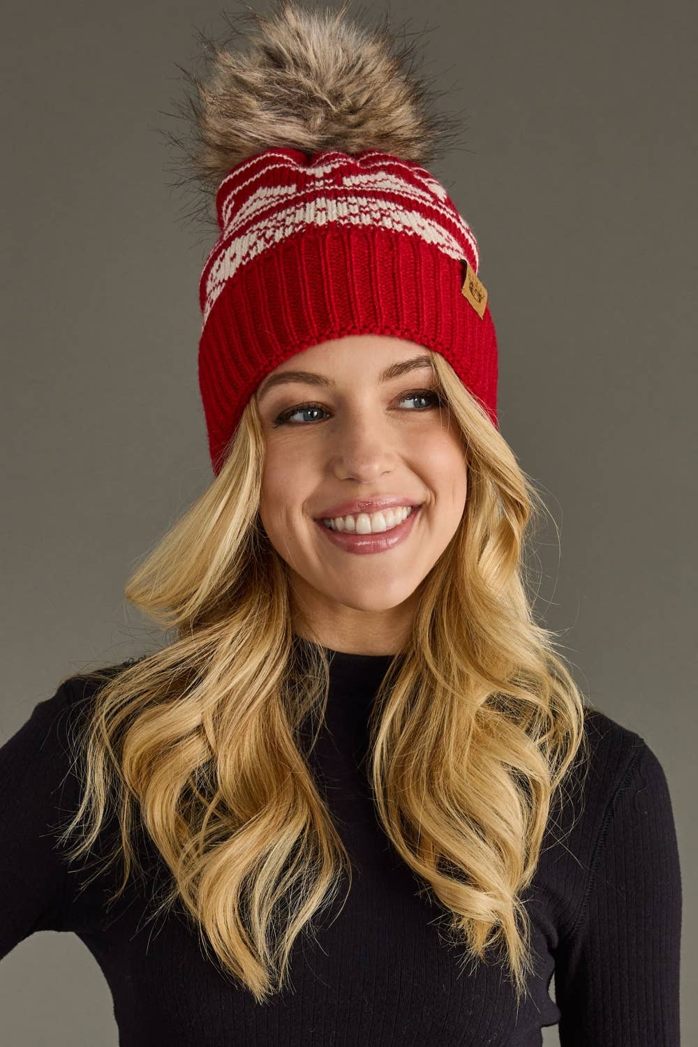 Alpine Patterned Pom Beanie