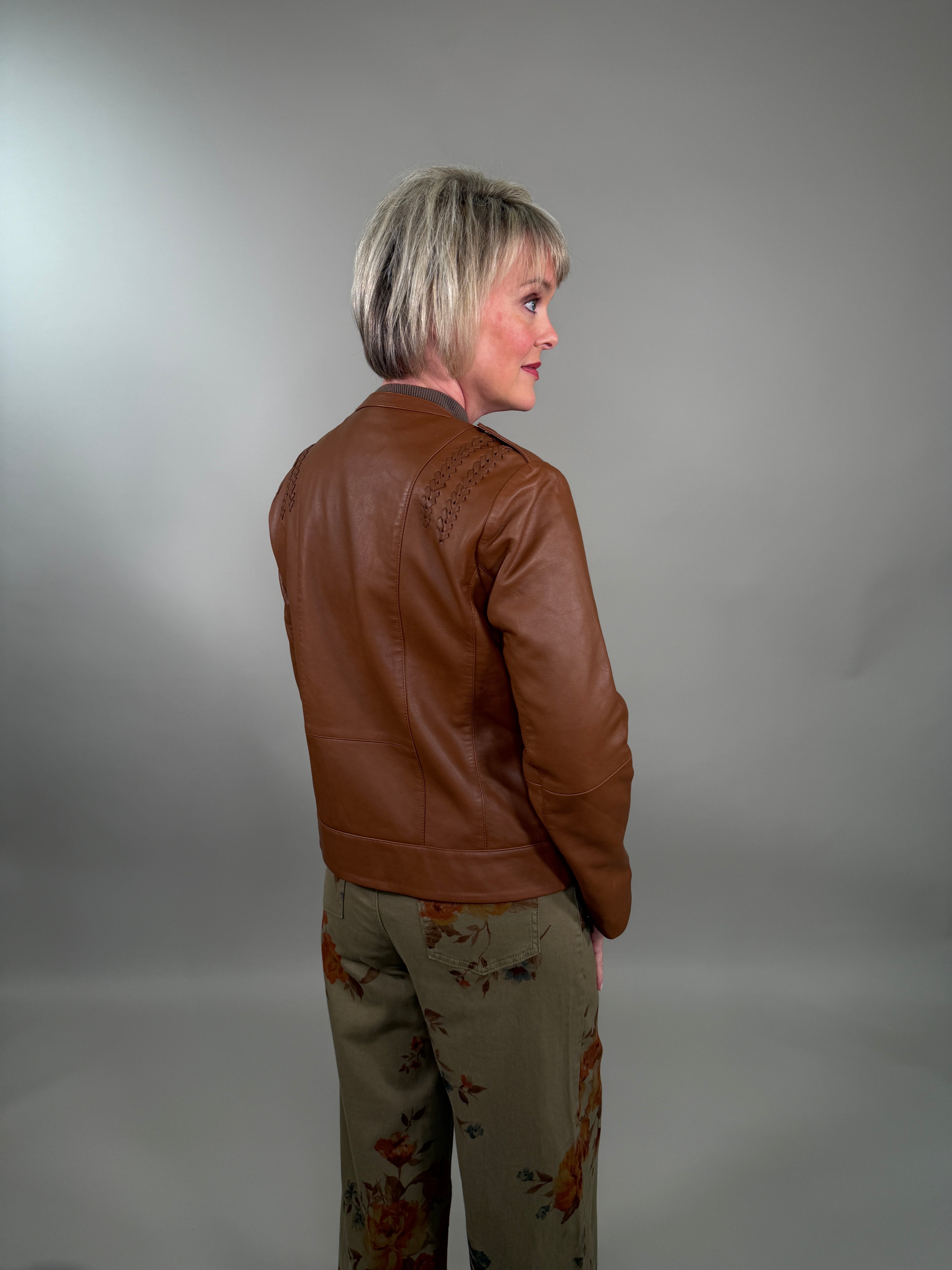 The Braided Detail Leather Jacket