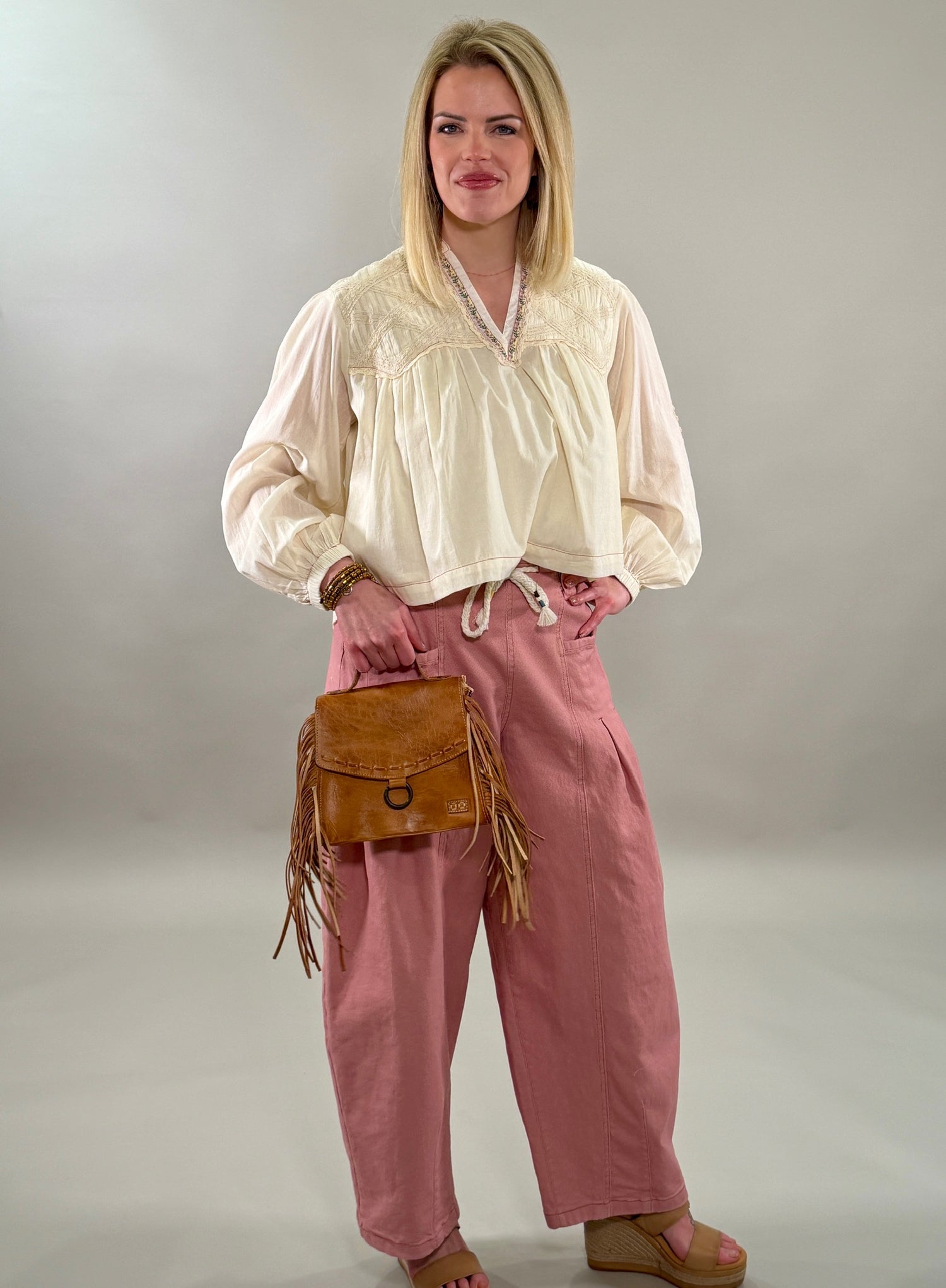 Barrel Pull On Twill Jeans