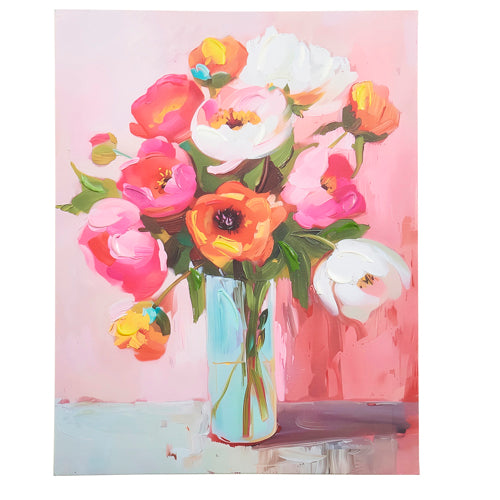 17.75&quot; Medium Pink Floral Wall Art