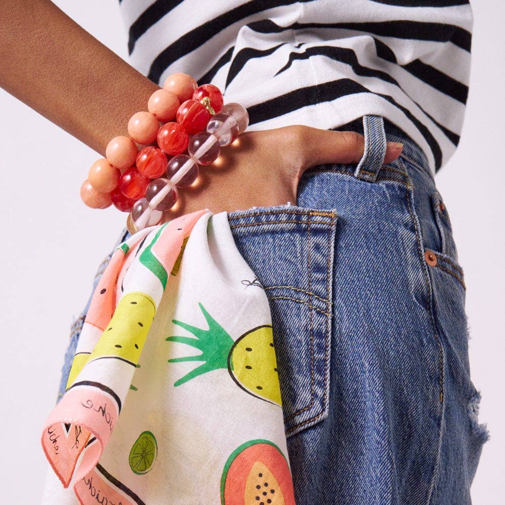 Large Coral Resin Bead Bracelet