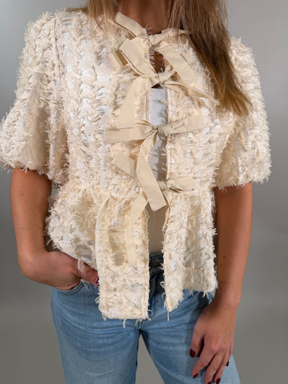 Ivory Textured Bow Top
