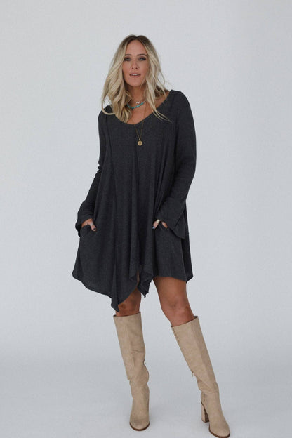 Long Bell Sleeve Tunic Dress