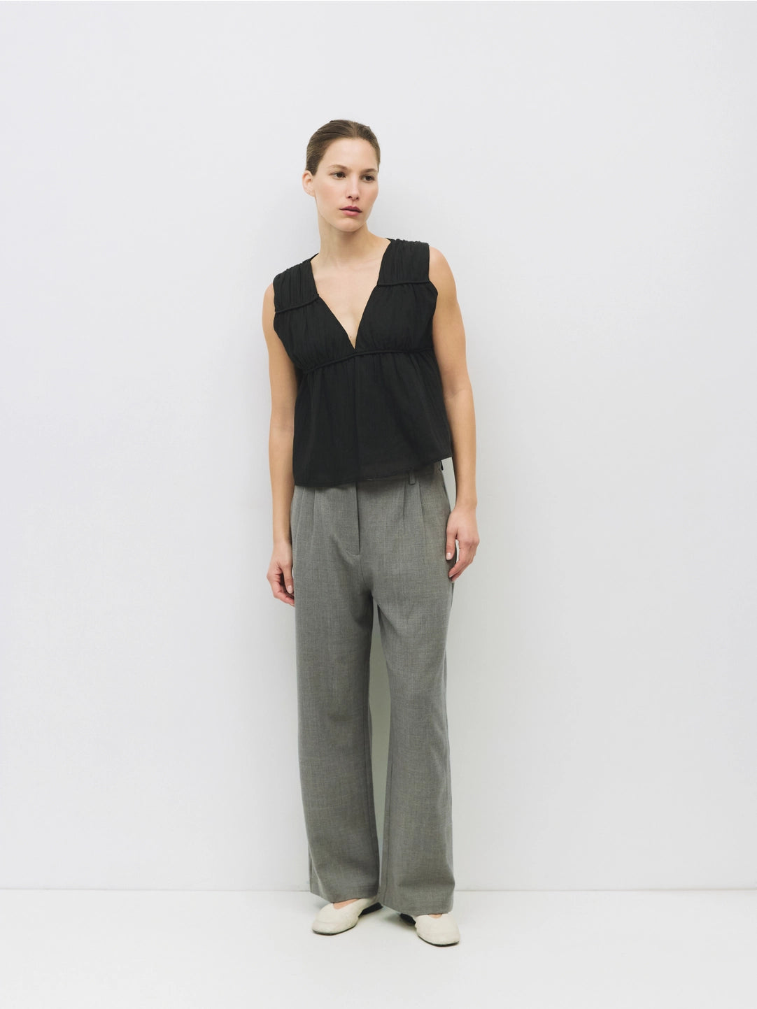 Gathered Neck Sleeveless Top