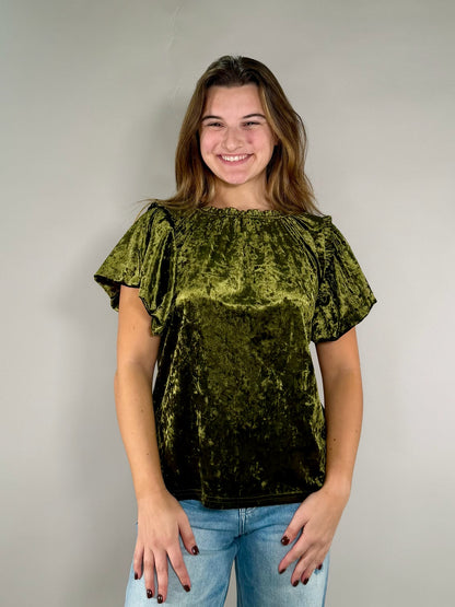 Ivy Jane Flutter Sleeve Velvet Top