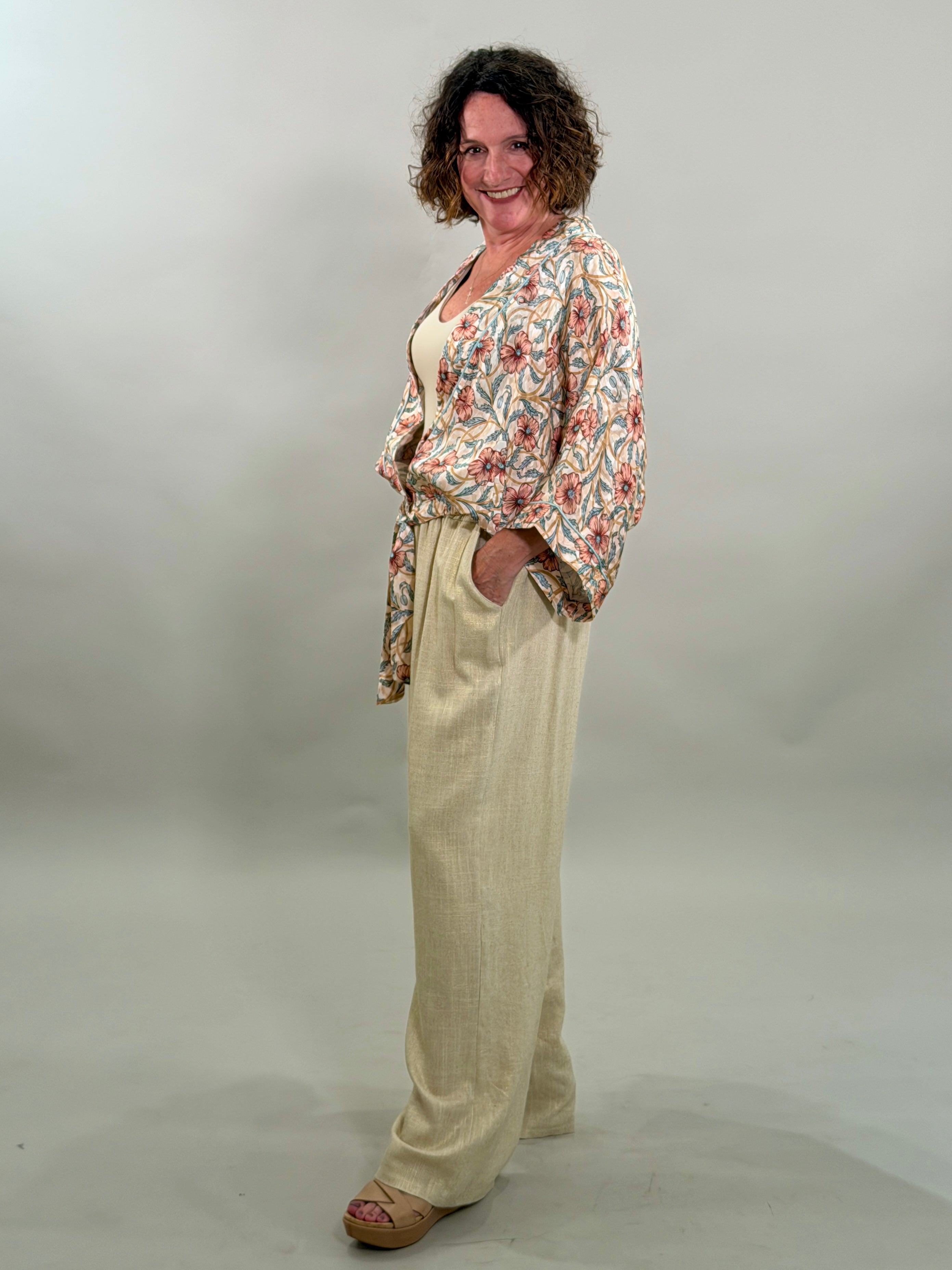 Silk Floral Print Kimono