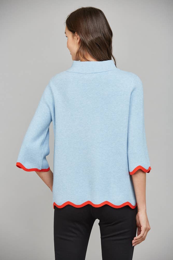Scallop Edge Mock Neck