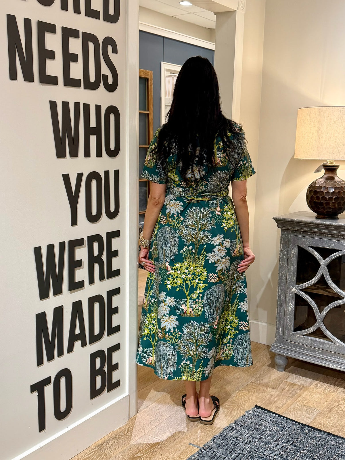 Botanical Belted Shirt Dress