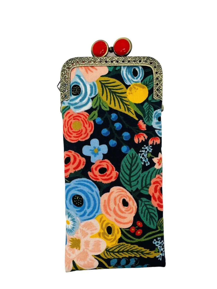 Garden Party in Navy Eyeglass Case