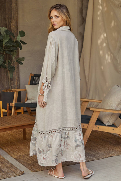 Floral Print Button Down Longsleeve Dress